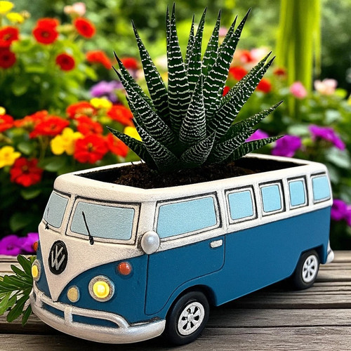 Vintage style blue campervan - vintage,