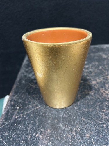 Vintage gold ceramic plant pot - plant,