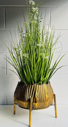 Gold plant pot stand indoor - plant, stand,