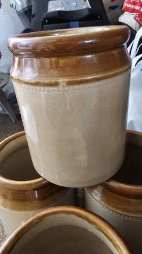 Vintage two tone stoneware pot - two-tone,